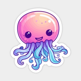 happy jellyfish cartoon Magnet