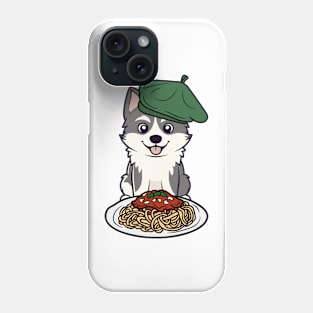 Cute Husky Dog is eating spaghetti Phone Case