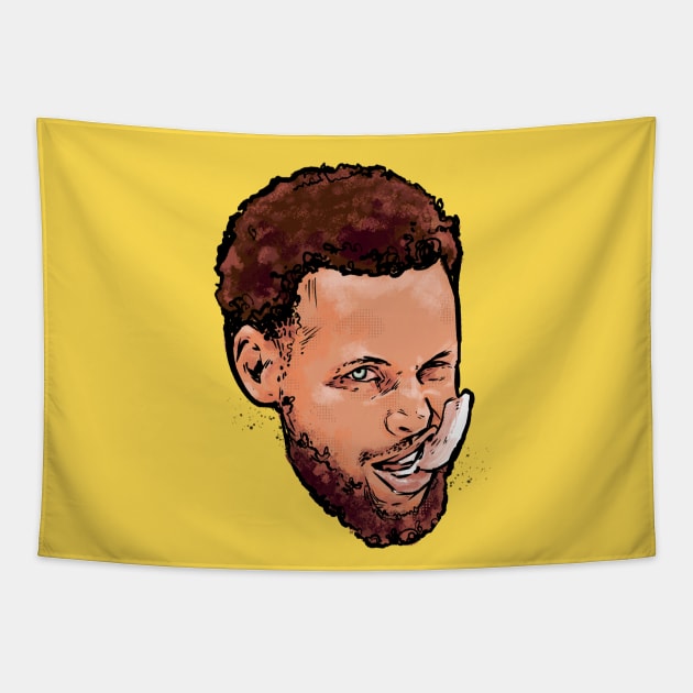 Steph Curry Comic Head Tapestry by Basic Lee