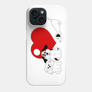 Cute dogs in front of big red heart Phone Case