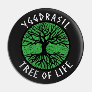 Tree of Life Yggdrasil Green Valhalla Vikings Grunge Distressed Pin