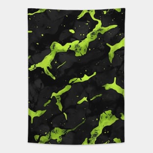 Black and Neon Green Camo Pattern Tapestry