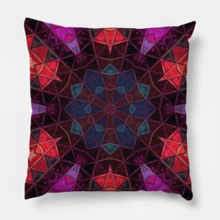 Glass Tile Kaleidoscope Pink Red and Blue Pillow