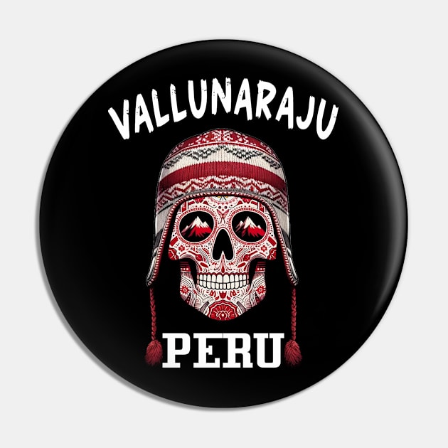 2024 Peruvian Sugar Skull Artistic Graphic Dia de los Muertos Flag Pin by Sambastyles