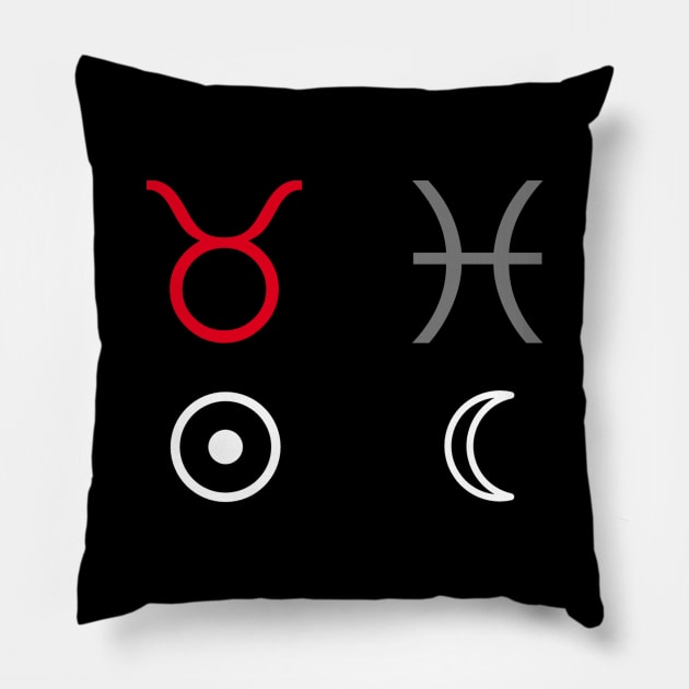 Taurus Sun Pisces Moon Zodiac Sign Pillow by Horosclothes