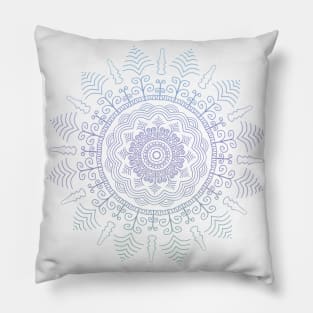 Blue, Purple and Green Tone Mandala Pillow