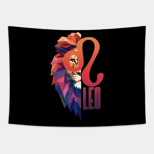 Leo Lion Zodiac Geometric Symbol Tapestry