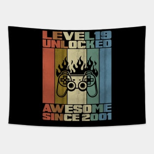 Level 19 Unlocked Birthday 19 Years Old Awesome Since 2001 Tapestry