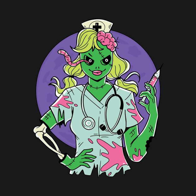 Creepy Zombie Nurse Cartoon // Halloween Zombie by SLAG_Creative