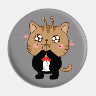 Alien Cat In Love Pin