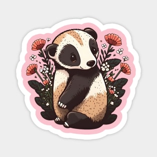 Badger surrounded by flowers Magnet