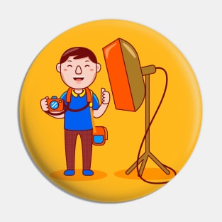 Cute Photographer Cartoon Pin