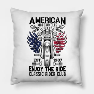 American Motorcycles Enjoy The Ride Classic Rider Club Pillow