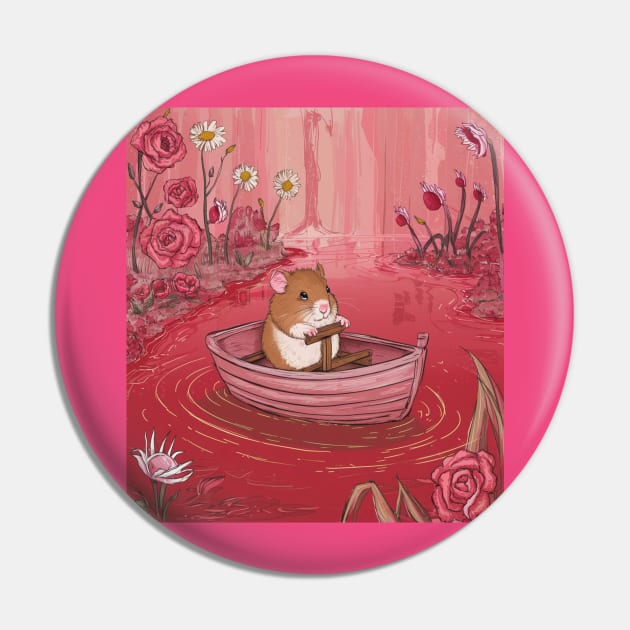 AI generated floral lake hamster on boat Pin by Catbrat