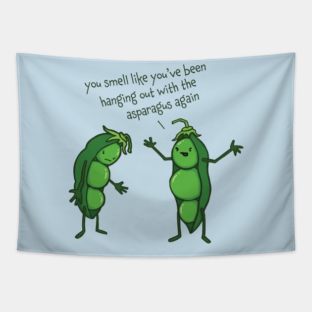 Funny Asparagus Pee Pea Pod Cartoon Tapestry by Huhnerdieb Apparel