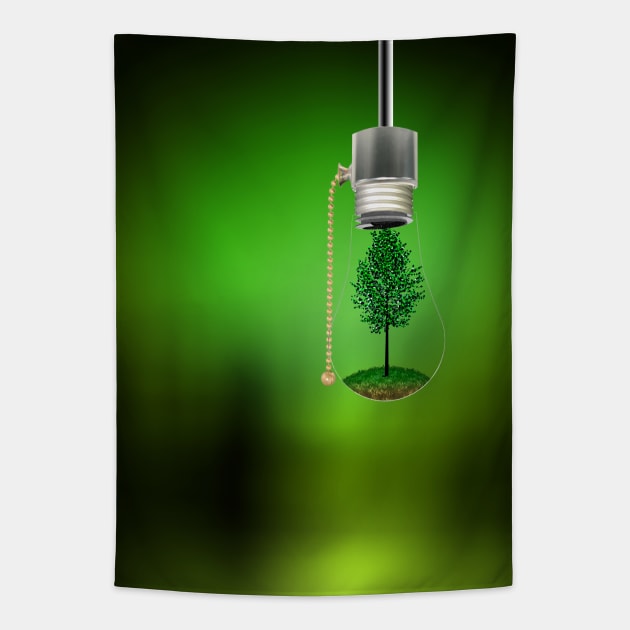 Tree in Hanging Bulb Tapestry by rolffimages