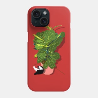 Cute tuxedo cat and Fiddle Leaf Fig Tree Copyright TeAnne Phone Case