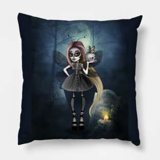 Skeleton fairy and skull Pillow