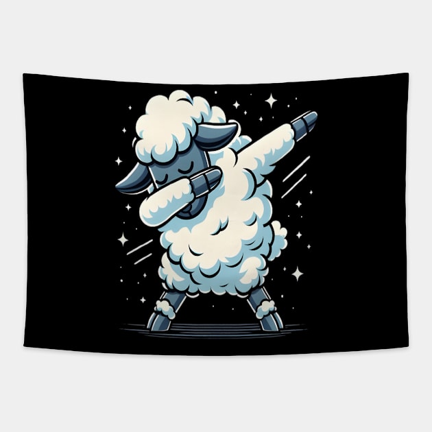 funny dabbing sheep glasses dab dance Tapestry by justingreen