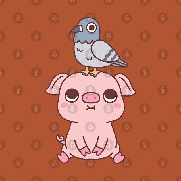 Cute Pigeon On Pig Doodle by rustydoodle