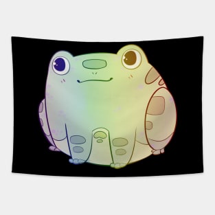 Chibi Frog Sitting - Pastel Rainbow Tapestry