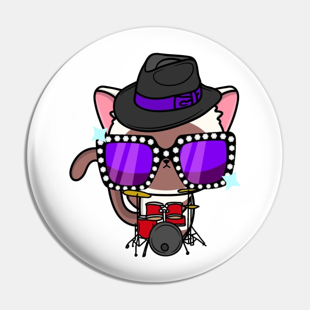 Cute White Cat jamming on the drums Pin by Pet Station