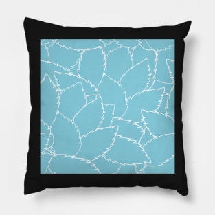 Blue Rose Leaves Pillow