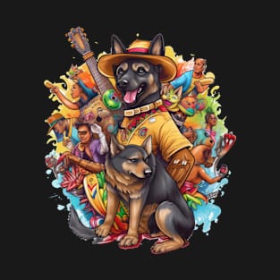 Cinco de Mayo Paw-ty with German Shepherd Sombreros T-Shirt