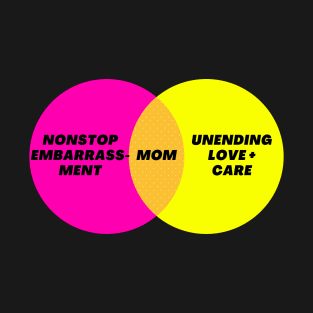 Venn Diagram: Mom: Unending Love + Care vs. Nonstop Embarrassment T-Shirt