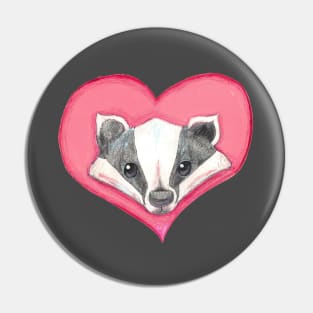 Badger Animal Wild Creature Beast Mammal Forest Creature Heart Love Cute Funny Pin