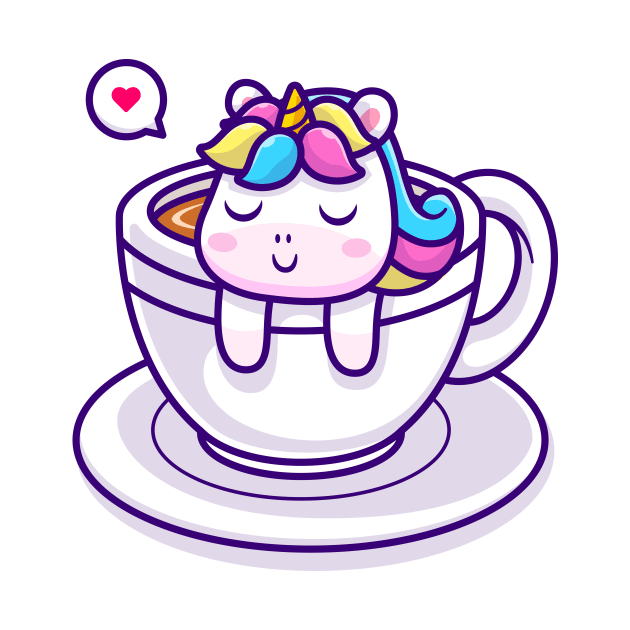 Cute Unicorn Sleeping In Cup Coffee Cartoon by Catalyst Labs