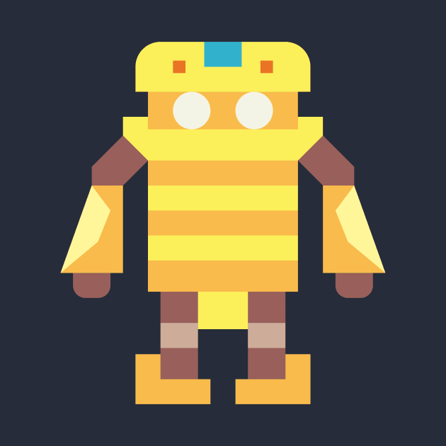 Cute Yellow Robot by InkyArt