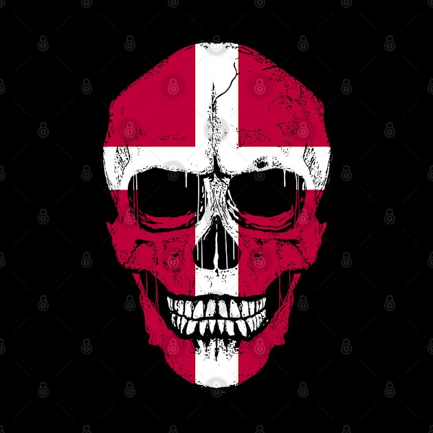 Denmark Flag Skull Danish Flag Human Skull by BramCrye