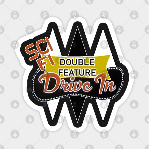 Sci-Fi Double Feature Drive-In Podcast Magnet by Turbo Mecha Giant Dino