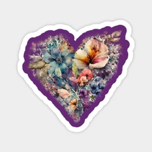 Retro Floral Heart Magnet