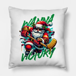 Santa Hockey in Christmas Fest. Pillow