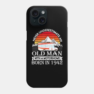 Old Man with Motorhome born 1942 80th Birthday Camping Phone Case