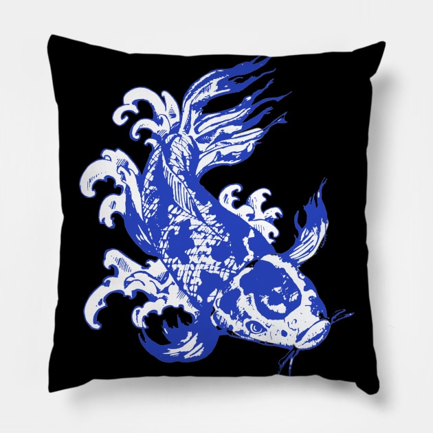 Koi Fish in Blue Pillow by silentrob668