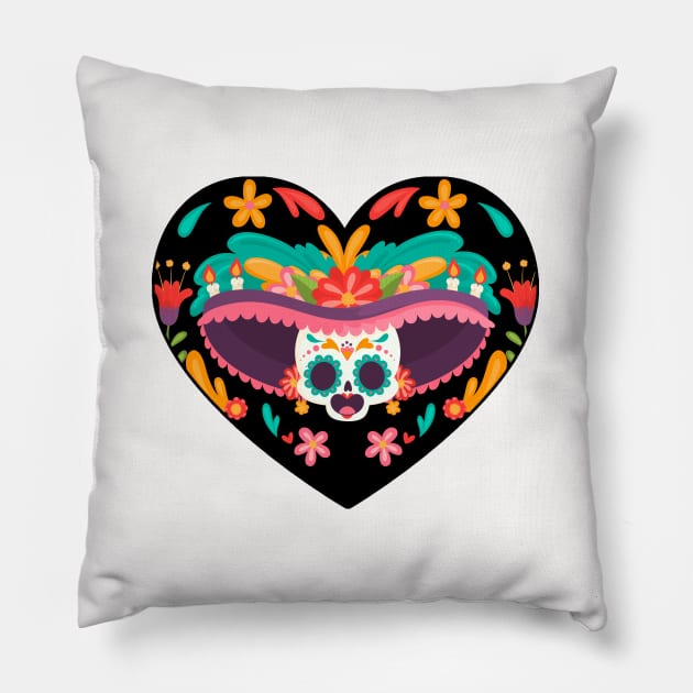 Day of the dead Heart Pillow by Rockadeadly