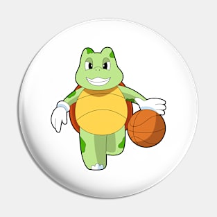 Turtle as Basketball player with Basketball Pin