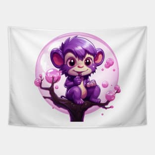 Purple Monkey in a Bubblegum Tree Tapestry