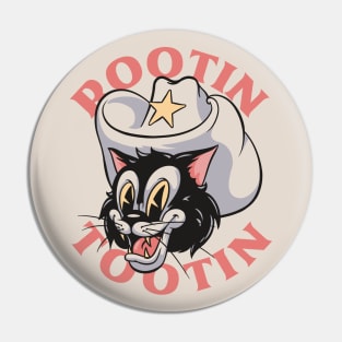 Rootin Tootin - Cowboy Cat Retro Cartoon Mascot Pin