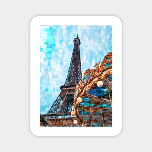 Eiffel Tower Vintage Carousel. For Eiffel Tower & Paris Lovers. Magnet