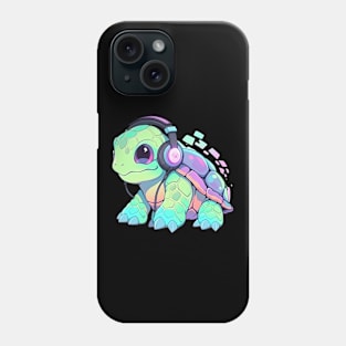 Green Turtle with Headphones Phone Case