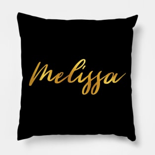 Melissa Name Hand Lettering in Faux Gold Letters Pillow