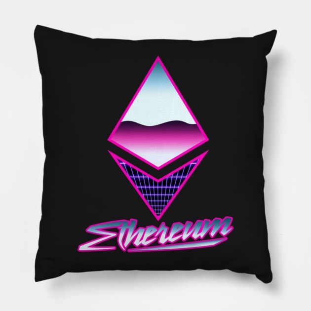 Ethereum - 80s Retro Pillow by cryptogeek