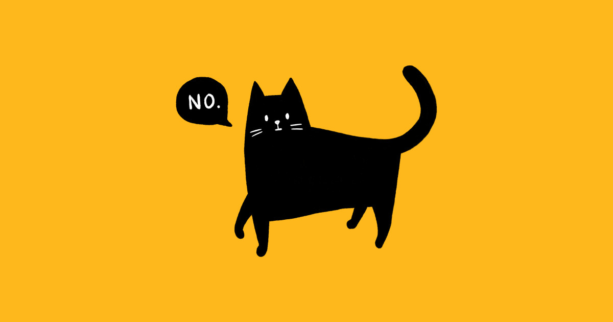 Black Cat Says No - Black Cat - T-Shirt | TeePublic