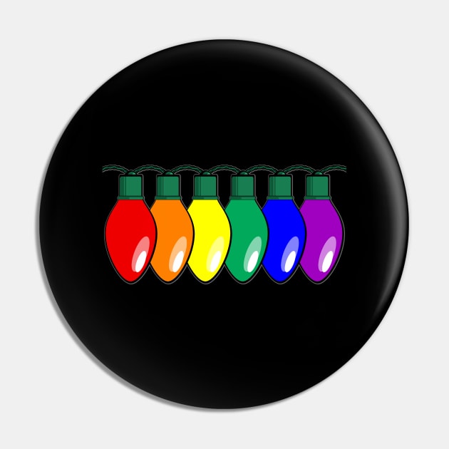 LGBTQ Pride Christmas Lights Pin by wheedesign