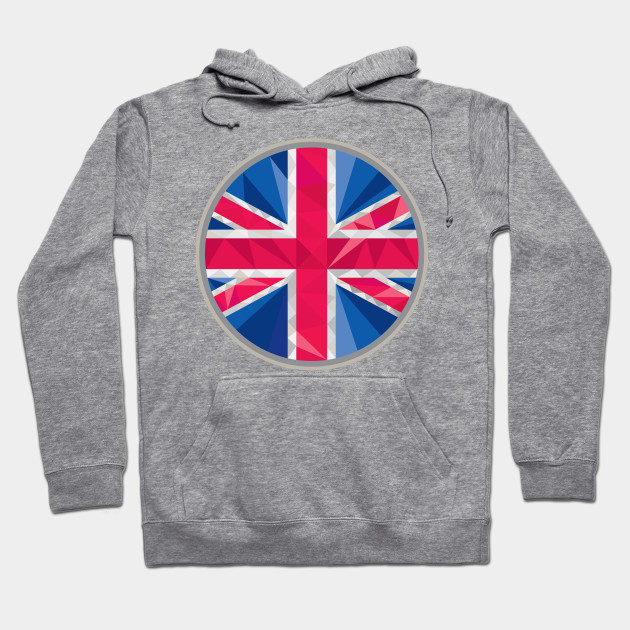 Union Jack Uk Gb Flag Circle Low Polygon Low Polygon Hoodie