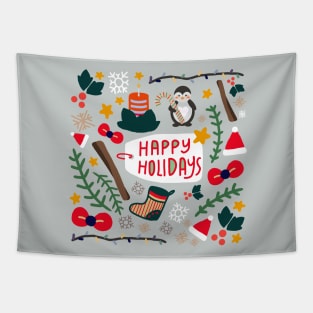 Happy Holidays Pattern Tapestry